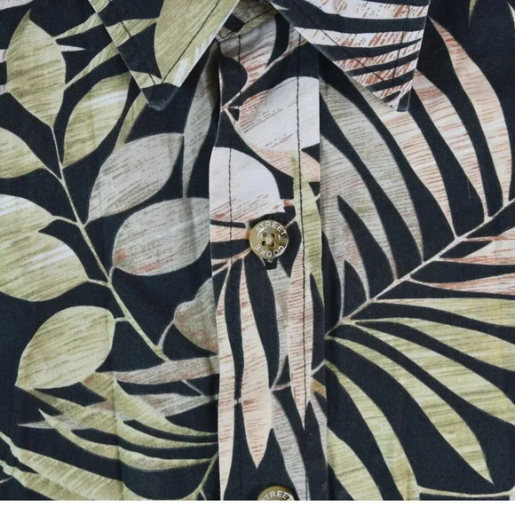 Cooke Street || Men's Button Down Hawaiian Palms Flower Shirt Black Green XL - Picture 5 of 7